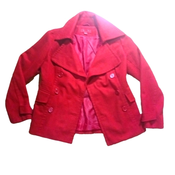CoffeeShop Wool Blend Red Peacoat - Picture 10 of 10